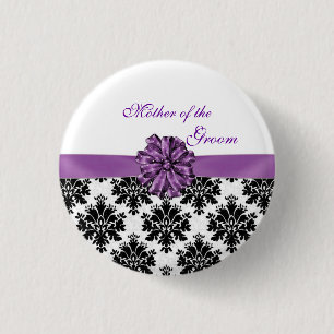 Badge Rond 2,50 Cm Mère pourpre blanche noire d'arc de damassé du