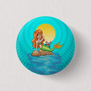 Badge Rond 2,50 Cm Mermaid under a Full Moon