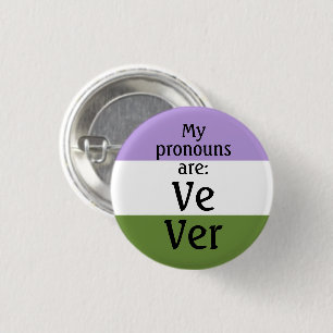 Badge Rond 2,50 Cm Mes pronoms sont : Ve Ver - drapeau genderqueer