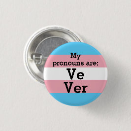 Badge Rond 2,50 Cm Mes pronoms sont : Ve Ver - Drapeau Trans