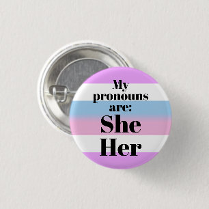 Badge Rond 2,50 Cm Mes pronouns sont : Elle/elle - drapeau plus grand