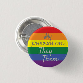Badge Rond 2,50 Cm Mes pronouns sont : Elles - Drapeau Arc-en-ciel