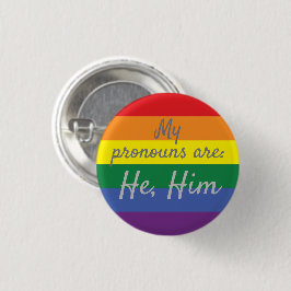 Badge Rond 2,50 Cm Mes pronouns sont : Il Lui - Drapeau Arc-En-Ciel