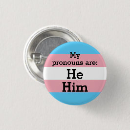 Badge Rond 2,50 Cm Mes pronouns sont : Lui - Trans Drapeau