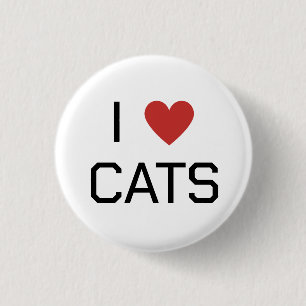 Badge Rond 2,50 Cm Message I Heart Cats