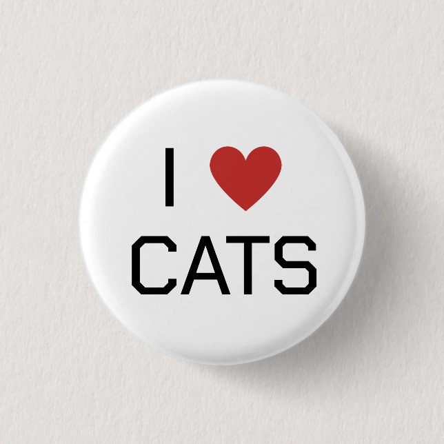 Badge Rond 2,50 Cm Message I Heart Cats (Devant)