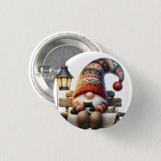 Badge Rond 2,50 Cm Metal Button Pin Winter Gnome