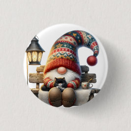 Badge Rond 2,50 Cm Metal Button Pin Winter Gnome
