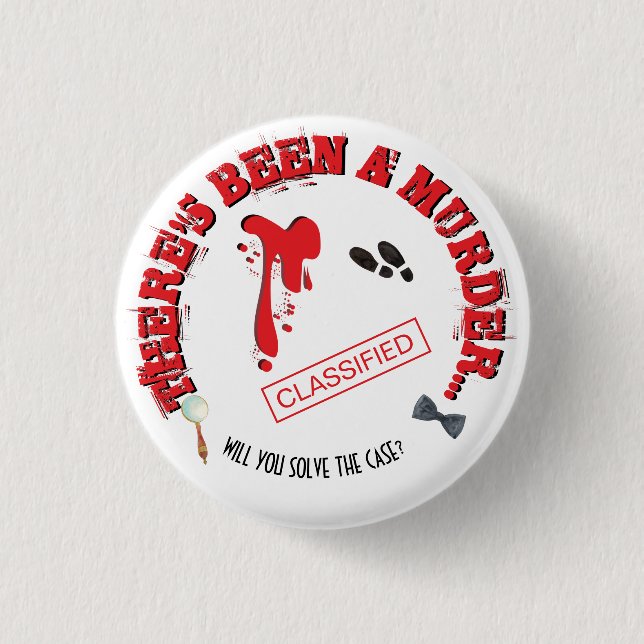 Badge Rond 2,50 Cm Meurtre Mystère Anniversaire Fête SANG (Devant)