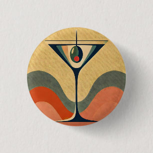 Badge Rond 2,50 Cm Mi-siècle Moderne "vague de martini à l'olive pime