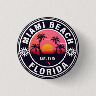 Badge Rond 2,50 Cm Miami Beach Floride Retro Sunset Souvenirs 60s