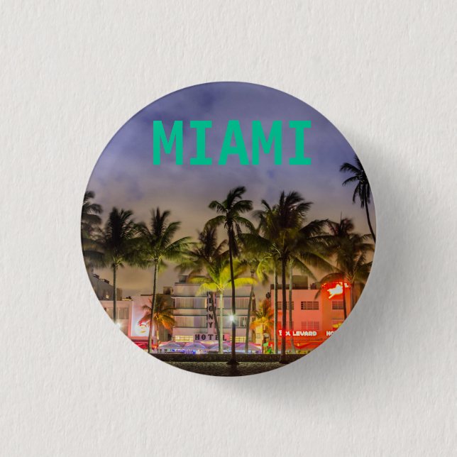 BADGE ROND 2,50 CM MIAMI BEACH LA FLORIDE (Devant)