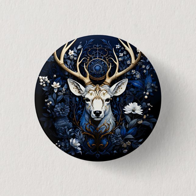 Badge Rond 2,50 Cm Midnight Celestial Floral Gothic Deer  (Devant)