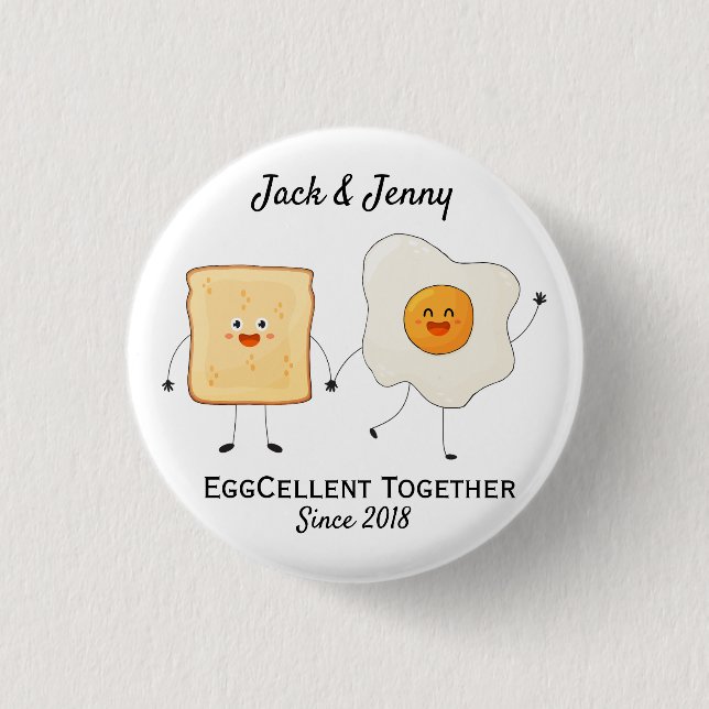 Badge Rond 2,50 Cm Mignonne Drôle Joyeux Toast Eggcelcelcelcelcate En (Devant)