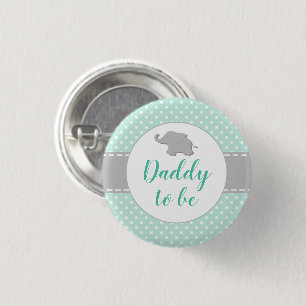 Badge Rond 2,50 Cm Mignonne Eléphant Mint Baby shower Vert Papa À Êtr