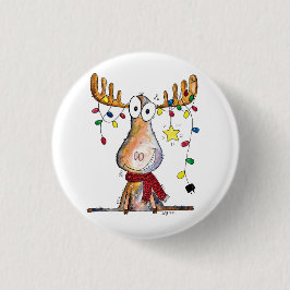 Badge Rond 2,50 Cm Mignonne orignal de Noël