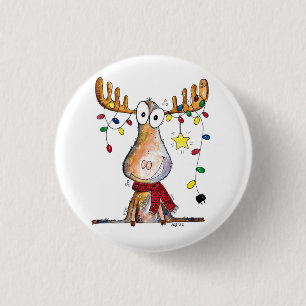 Badge Rond 2,50 Cm Mignonne orignal de Noël