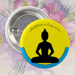 Badge Rond 2,50 Cm Mindfulness in Every Second /Meditation & Yoga