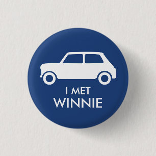 Badge Rond 2,50 Cm Mini Cooper Trading Pin - Blanc sur Bleu