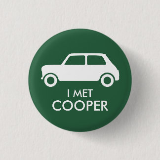Badge Rond 2,50 Cm Mini Cooper Trading Pin - Blanc sur Vert