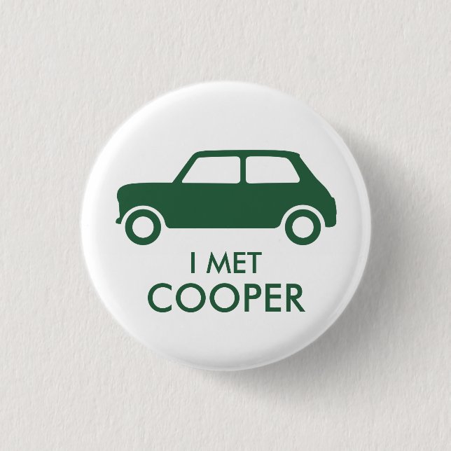 Badge Rond 2,50 Cm Mini Cooper Trading Pin - Vert sur Blanc (Devant)