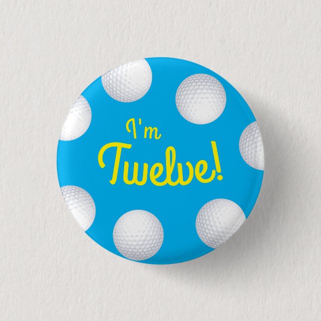 Badge Rond 2,50 Cm Mini Golf Balls Anniversaire Fête Enfants Bleu (Devant)