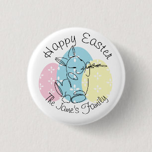 Badge Rond 2,50 Cm Minimalist Bunny Line Art Easter Eggs Spring      