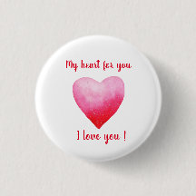 Minimaliste Je vous aime coeur d'aquarelle rouge