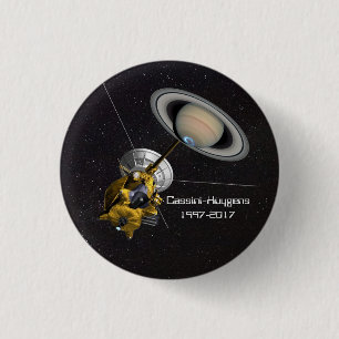 Badge Rond 2,50 Cm Mission Cassini Huygens à Saturne