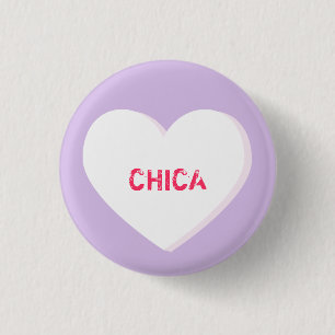 Badge Rond 2,50 Cm Modèle de cœur de conversation blanc