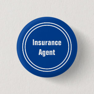 Badge Rond 2,50 Cm Modèle de texte bleu et blanc de l'agent d'assuran