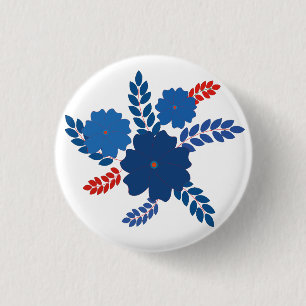 Badge Rond 2,50 Cm Modèle vectoriel simple de fleurs bleues