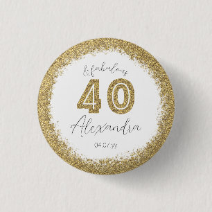 Badge Rond 2,50 Cm Moderne 40 et fabuleux Gitter Or Personnalisé
