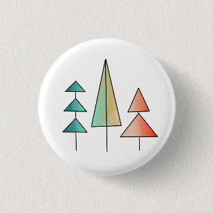 Badge Rond 2,50 Cm moderne arc-en-ciel arbres roses sarcelle simple m