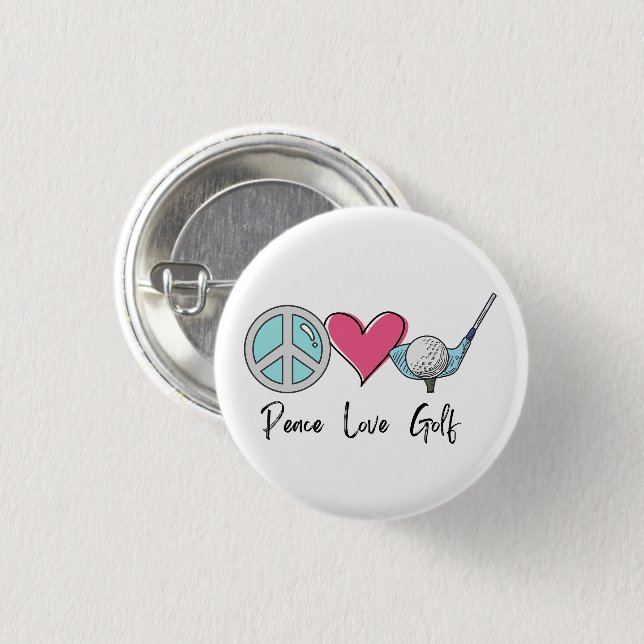 Badge Rond 2,50 Cm Moderne Élégant Paix Aimer Golf Femme Golfeuse (Devant & derrière)