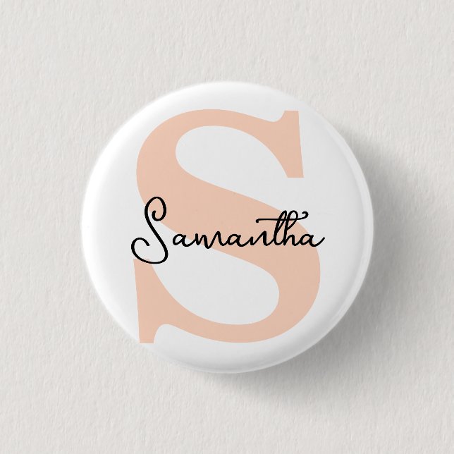 Badge Rond 2,50 Cm Moderne Elégant Personnalisé Monogramme rose initi (Devant)
