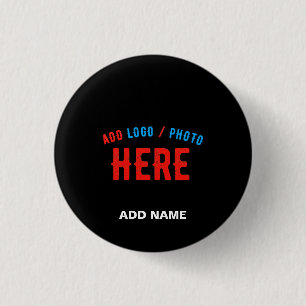 BADGE ROND 2,50 CM MODERNE ET MODERNE PERSONNALISABLE NOIR VÉRIFIÉ