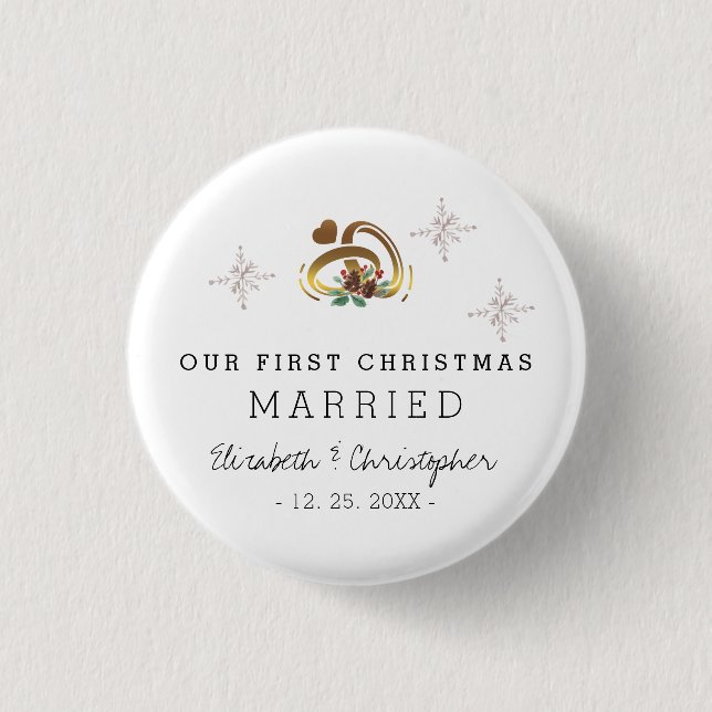 Badge Rond 2,50 Cm Moderne Notre premier Noël Mardi (Devant)