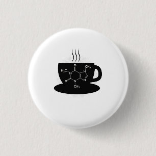 Badge Rond 2,50 Cm Molécule de caféine chimique