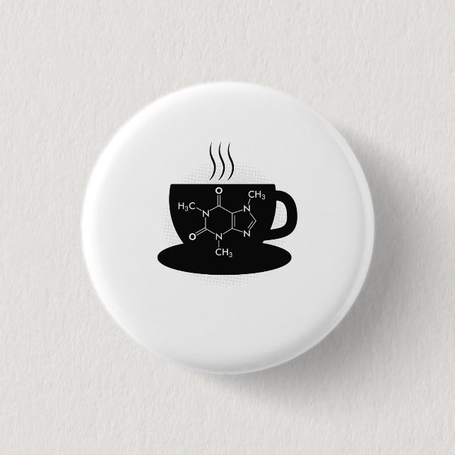 Badge Rond 2,50 Cm Molécule de caféine chimique (Devant)
