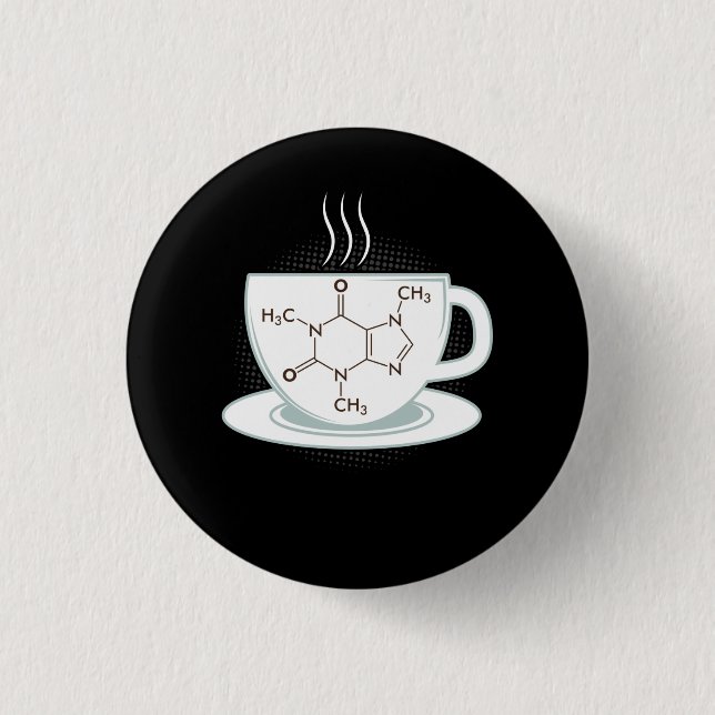 Badge Rond 2,50 Cm Molécule de caféine chimique (Devant)