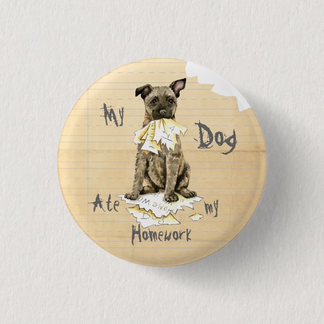 Badge Rond 2,50 Cm Mon Berger Néerlandais A Mangé Mes Devoirs (Devant)