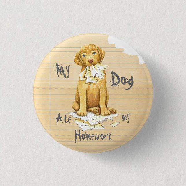 Badge Rond 2,50 Cm Mon Chessie A Mangé Mes devoirs (Devant)