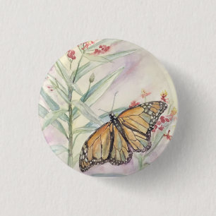Badge Rond 2,50 Cm Monarque et Milkweed