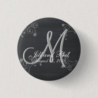 Badge Rond 2,50 Cm Monogramme 3d Rustique Chalkboard
