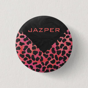Badge Rond 2,50 Cm Monogramme Dalmatien Noir et Rouge