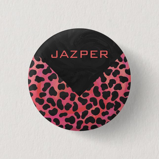 Badge Rond 2,50 Cm Monogramme Dalmatien Noir et Rouge (Devant)