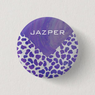 Badge Rond 2,50 Cm Monogramme Dalmatien violet et blanc