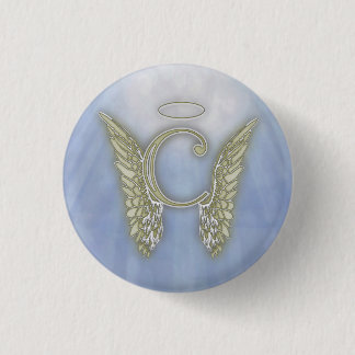 Badge Rond 2,50 Cm Monogramme d'ange de la lettre C