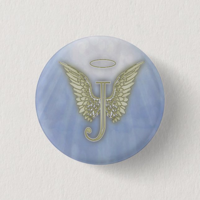 Badge Rond 2,50 Cm Monogramme d'ange de la lettre J (Devant)